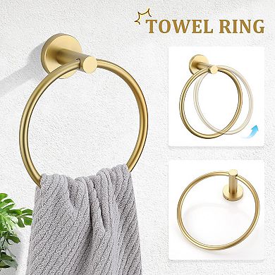 SUS304 Stainless Steel 5 Piece Bathroom Hardware Set Wall Mounted Towel Bar Kit