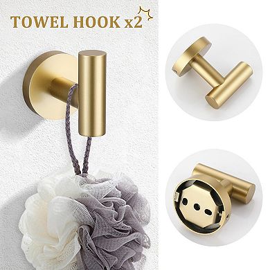 SUS304 Stainless Steel 5 Piece Bathroom Hardware Set Wall Mounted Towel Bar Kit