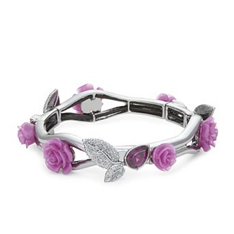 Simply Vera Vera Wang Jet Tone Flower Stretch Bracelet