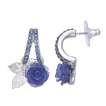 Simply Vera Vera Wang Jet Tone Hoop Flower Drop Earrings