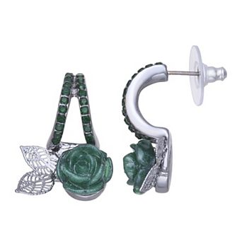 Simply Vera Vera Wang Jet Tone Hoop Flower Drop Earrings