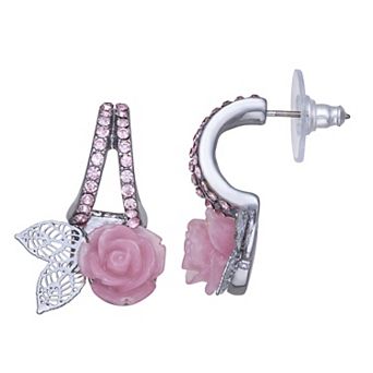 Simply Vera Vera Wang Jet Tone Hoop Flower Drop Earrings