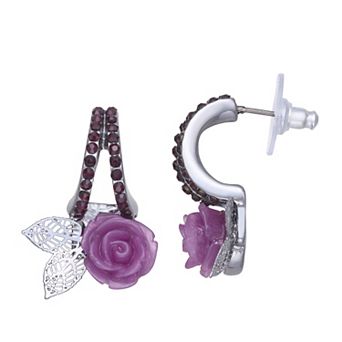 Simply Vera Vera Wang Jet Tone Hoop Flower Drop Earrings