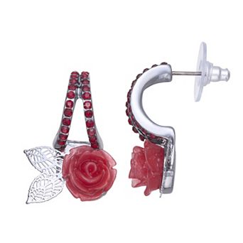 Simply Vera Vera Wang Jet Tone Hoop Flower Drop Earrings