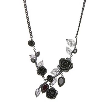 Simply Vera Vera Wang Jet Tone Flower Frontal Necklace