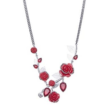 Simply Vera Vera Wang Jet Tone Flower Frontal Necklace