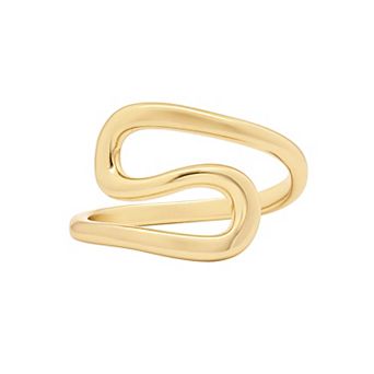 PRIMROSE Polished Swirl Bypass Comfort Fit Band Ring