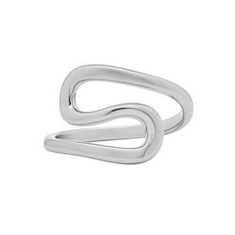 PRIMROSE Polished Swirl Bypass Comfort Fit Band Ring