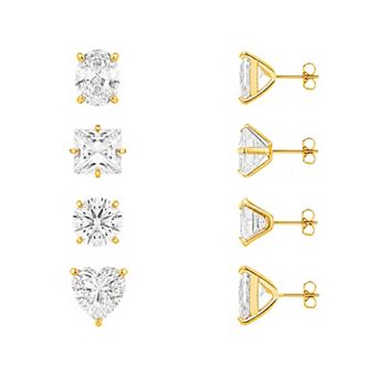 PRIMROSE 4-Pair Multi-Shape Cubic Zirconia Stud Earring Set