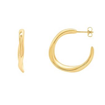 PRIMROSE 14k Gold Flash Plated Polished Wavy C-Hoop Earrings