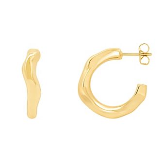 PRIMROSE 14k Gold Flash Plated Polished Organic Shape C-Hoop Earrings