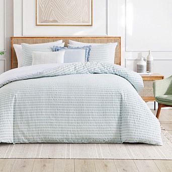 Peri Seersucker 3 pc Stripe Duvet Set