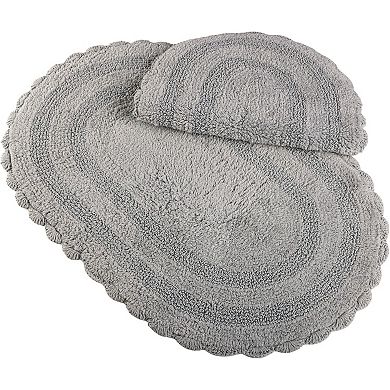 Lavish Home 2-piece Scalloped Bath Rug Set