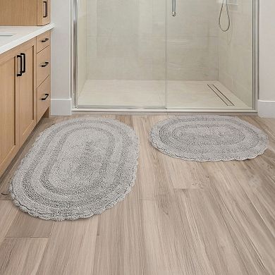 Lavish Home 2-piece Scalloped Bath Rug Set
