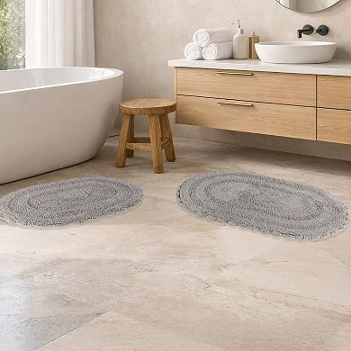 Lavish Home 2-piece Scalloped Bath Rug Set