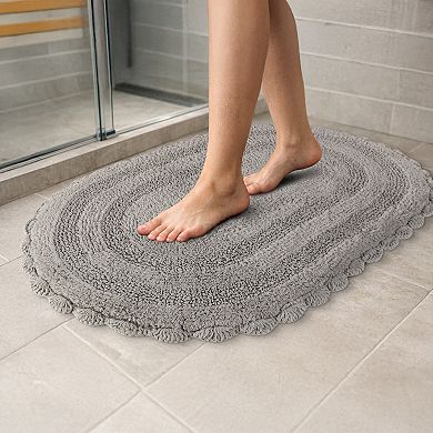 Lavish Home 2-piece Scalloped Bath Rug Set