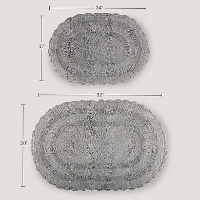 Lavish Home 2-piece Scalloped Bath Rug Set