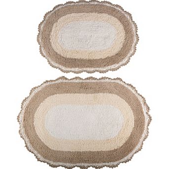 Lavish Home 2 pc Scalloped Bath Rug Set
