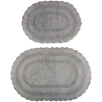 Lavish Home 2 pc Scalloped Bath Rug Set