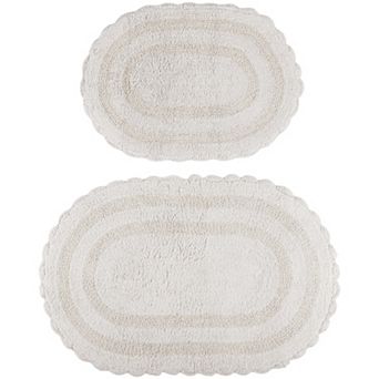 Lavish Home 2 pc Scalloped Bath Rug Set