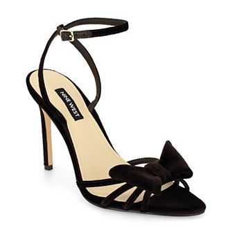 Nine West Queana Women's Heeled Slingback Dress Sandals with Bow Accent