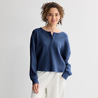 Juniors' SO® Waffle Henley Top