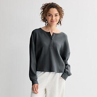 Juniors' SO® Waffle Henley Top