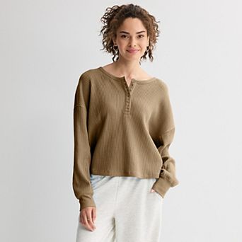 Juniors' SO® Waffle Henley Top