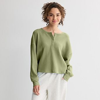 Juniors' SO® Waffle Henley Top