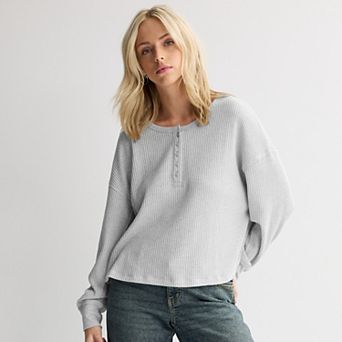 Juniors' SO® Waffle Henley Top