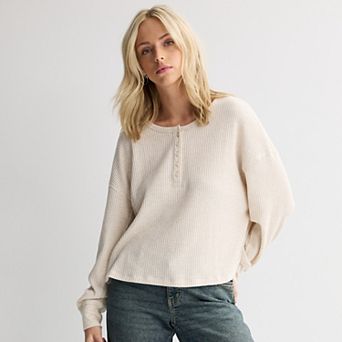 Juniors' SO® Waffle Henley Top