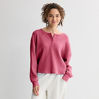 Juniors' SO® Waffle Henley Top