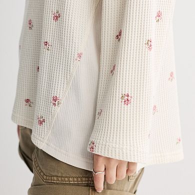 Juniors' SO® Relaxed Waffle Crew Pullover
