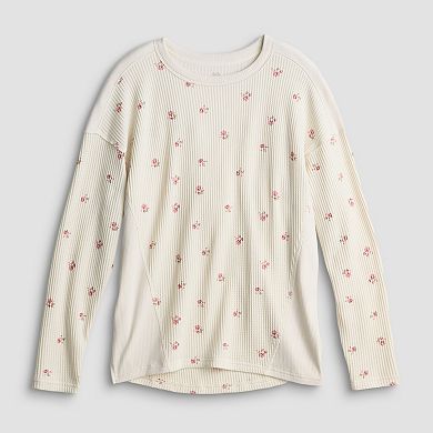 Juniors' SO® Relaxed Waffle Crew Pullover