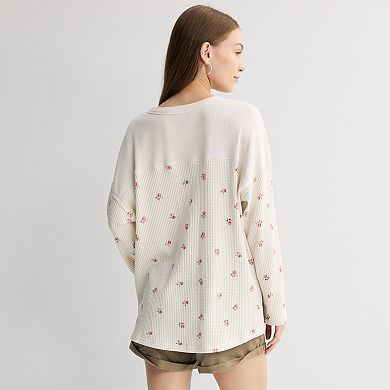 Juniors' SO® Relaxed Waffle Crew Pullover