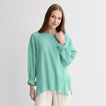 Juniors' SO® Relaxed Waffle Crew Pullover