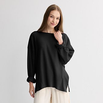 Juniors' SO® Relaxed Waffle Crew Pullover