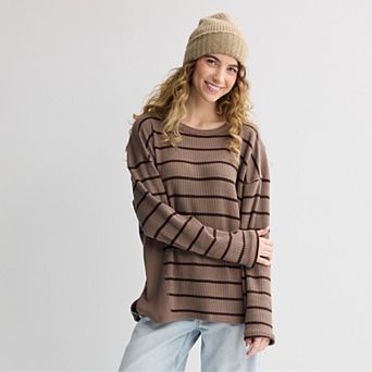 Juniors' SO® Relaxed Waffle Crew Pullover