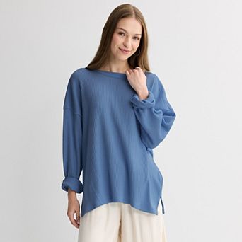 Juniors' SO® Relaxed Waffle Crew Pullover