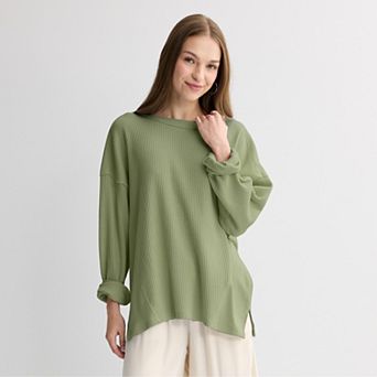 Juniors' SO® Relaxed Waffle Crew Pullover