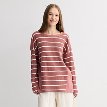 Juniors' SO® Relaxed Waffle Crew Pullover