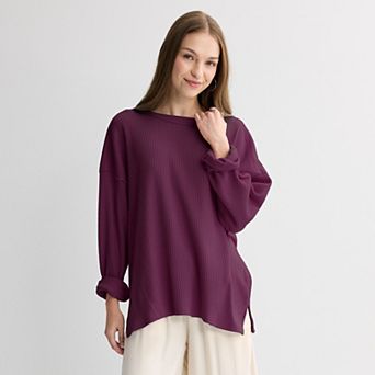 Juniors' SO® Relaxed Waffle Crew Pullover