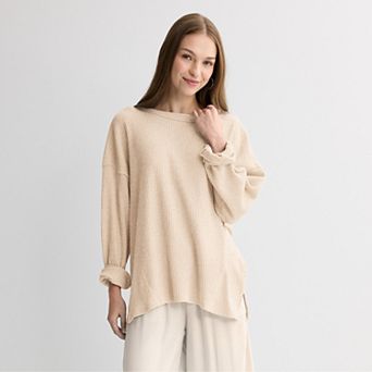 Juniors' SO® Relaxed Waffle Crew Pullover