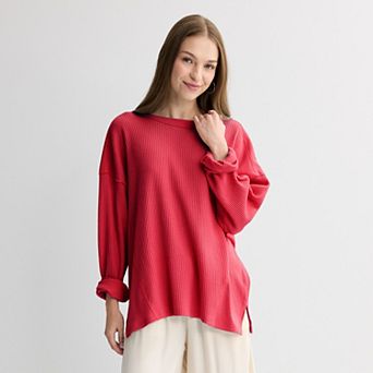 Juniors' SO® Relaxed Waffle Crew Pullover