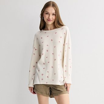 Juniors' SO® Relaxed Waffle Crew Pullover