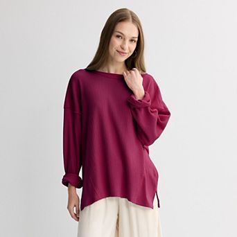 Juniors' SO® Relaxed Waffle Crew Pullover