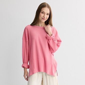Juniors' SO® Relaxed Waffle Crew Pullover
