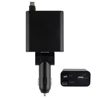 DIRTY DOG Retractable Car Charger with Dual USB Ports