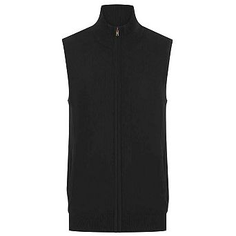 Henbury Mens Plain Full Zip Sleeveless Gilet
