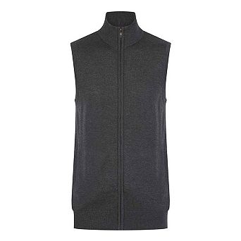 Henbury Mens Plain Full Zip Sleeveless Gilet